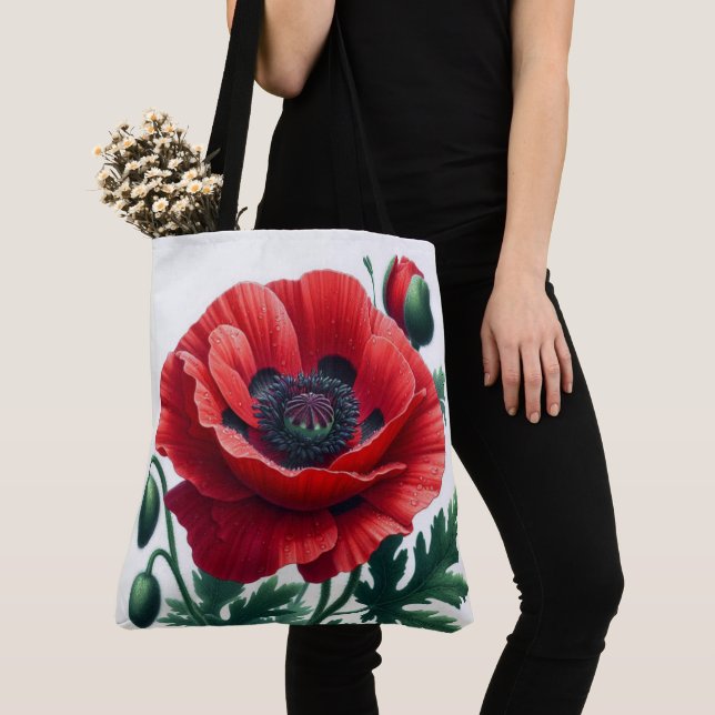 Bolso De Tela Flor de adormidera roja (Detalle)