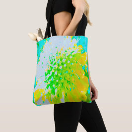 Bolso De Tela Flor de Almohadilla Abstracta en Amarillo y Verde