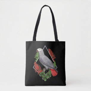 Bolso De Tela Flor de amante del loro gris africano