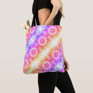 Bolso De Tela Flor de arcoiris Mandala patrón 3