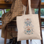 Bolso De Tela Flor de arcos azules y flores de flores<br><div class="desc">Boho y bolso de teta rústico con ilustracion a mano de arcos y flores en azul.</div>