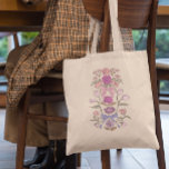 Bolso De Tela Flor de arcos y flores rosadas<br><div class="desc">Bolsa de té rústica y boho con ilustracion de arcos y flores dibujados a mano en colores rosa y violeta.</div>