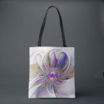 Bolso De Tela Flor de arte fractal enérgica y colorida<br><div class="desc">Una flor multicolor y potente de fantasía,  un arte fractal floral único. Diseñar para tu bolso de tocador de hombro y más.</div>