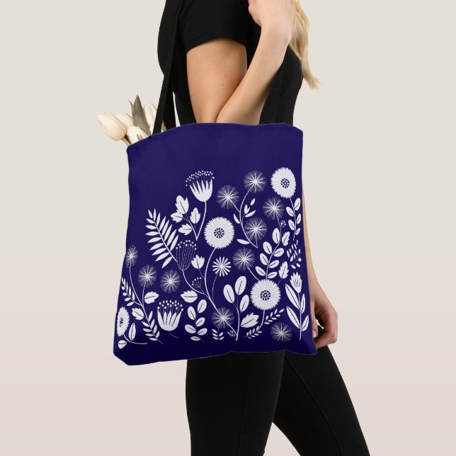 Bolso De Tela Flor de boho morado y blanco (Detalle)