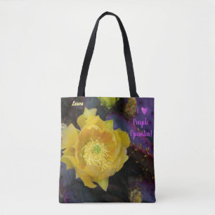 Bolso De Tela Flor de cactus amarilla / Par espesa prusa / AZ /