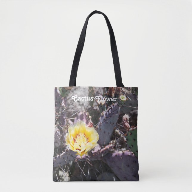 Bolso De Tela Flor de cactus amarillo (Anverso)