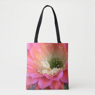 Bolso De Tela Flor de cactus rosado en el desierto
