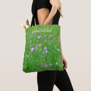 Bolso De Tela Flor de campanilla en un prado verde