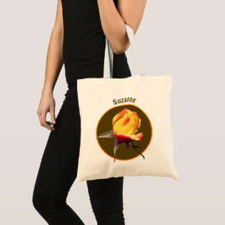 Bolso De Tela Flor de capullo de rosa amarilla personalizada