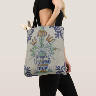 Bolso De Tela Flor De Cerámica Delft Tile Antiguo