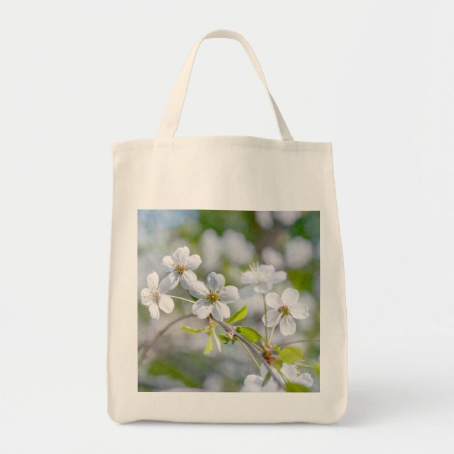 Bolso De Tela Flor de cerezo blanco (Frente)