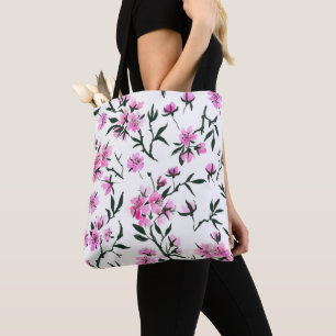 Bolso De Tela Flor de cerezo blanco en blanco