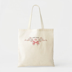 Bolso De Tela Flor de Cerezo Elegante Sakura con Lazo de Listón