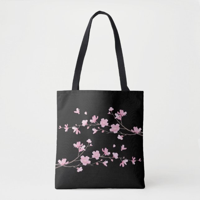 Bolso De Tela Flor de cerezo - Negro (Anverso)