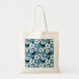 BOLSO DE TELA FLOR DE CEREZO - SAKURA (AZUL AHUMADO)