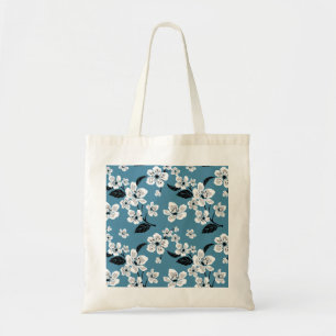 BOLSO DE TELA FLOR DE CEREZO - SAKURA (AZUL AHUMADO)