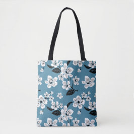 BOLSO DE TELA FLOR DE CEREZO - SAKURA (AZUL AHUMADO)