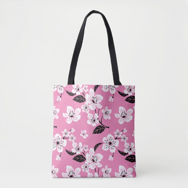 BOLSO DE TELA FLOR DE CEREZO - SAKURA (ROSA CLARO) (Anverso)