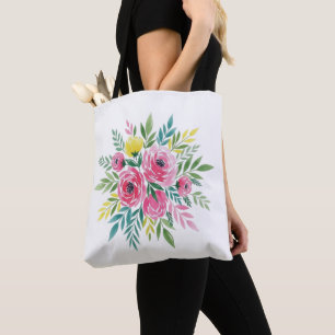 Bolso De Tela Flor de color de agua de las mujeres: ajuste suelt