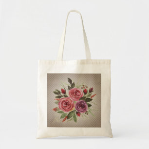 Bolso De Tela Flor de color de agua floral rosas de flores retro