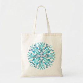 Bolso De Tela Flor de copo de nieve de invierno azul turquesa