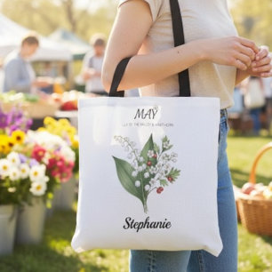 Bolso De Tela Flor de Cumpleaños Botánica de Mayo