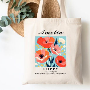 Bolso De Tela Flor de cumpleaños de agosto amapola compra lectur