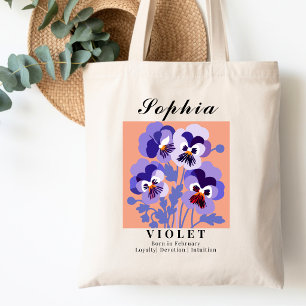 Bolso De Tela Flor de cumpleaños de febrero Violeta Algodón para