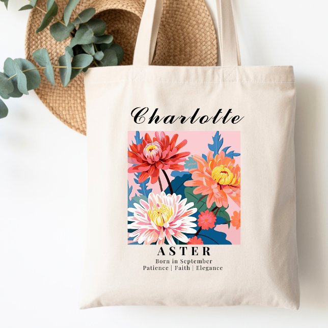 Bolso De Tela Flor de cumpleaños de septiembre Aster Compras mod (Subido por el creador)