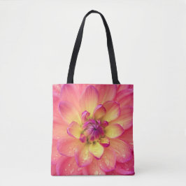 Bolso De Tela Flor de dahlia rosa de coral