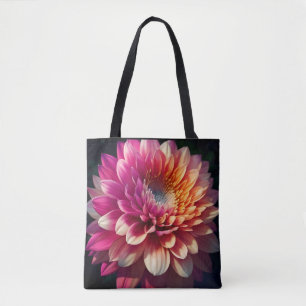 Bolso De Tela Flor de Dalia Blanca Naranja Amarilla Rosa Púrpura