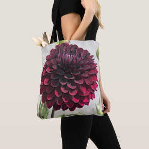 Bolso De Tela Flor de Dalia Roja Oscura Floral