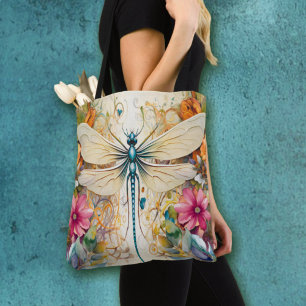 Bolso De Tela Flor De Dragón Y Flores Silvestres