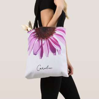 Bolso De Tela Flor de equinácea lavanda morada personalizada