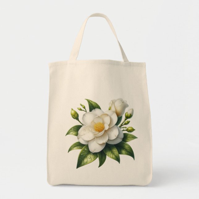 Bolso De Tela Flor de Gardenia (Frente)