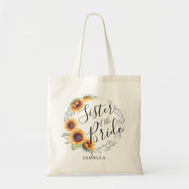 Bolso De Tela Flor de girasol | Hermana de la novia (Frente)