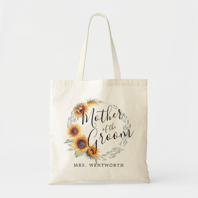 Bolso De Tela Flor de girasol | Madre del novio (Frente)
