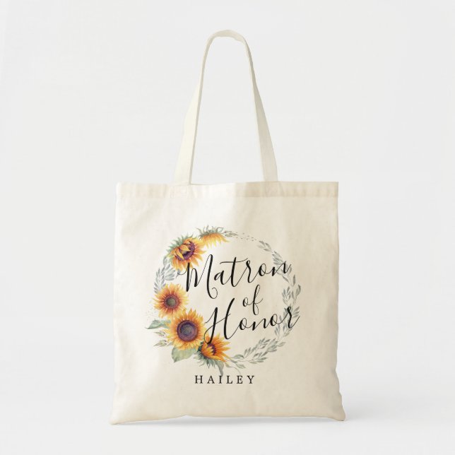 Bolso De Tela Flor de girasol| Matrón de honor (Frente)