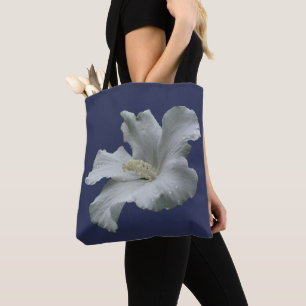 Bolso De Tela Flor de Hibisco Blanca