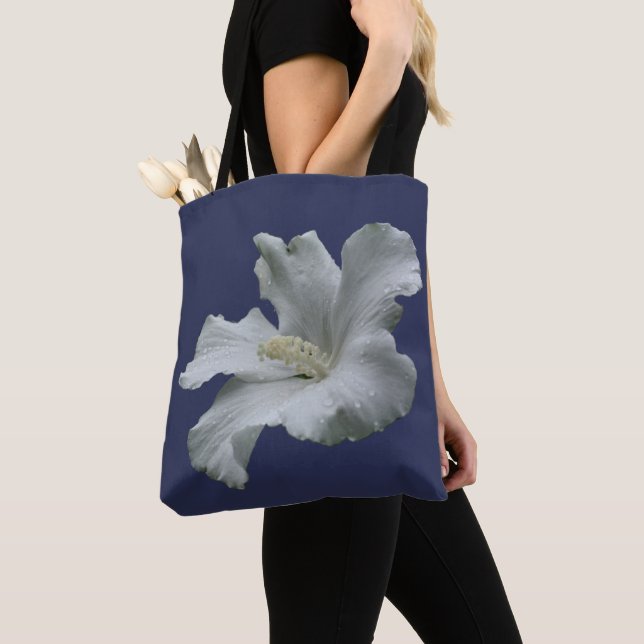 Bolso De Tela Flor de Hibisco Blanca (Detalle)