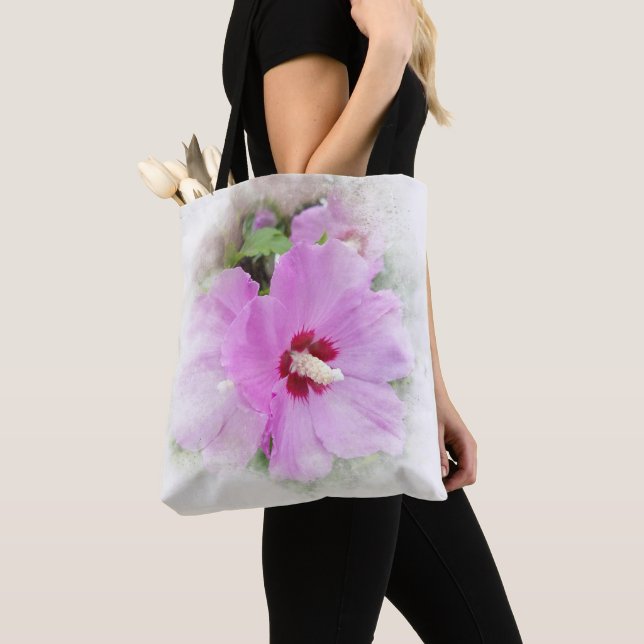Bolso De Tela Flor de Hibisco Rosa (Detalle)