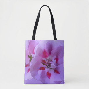 Bolso De Tela Flor de Hibisco Violeta Rosa Abstracta
