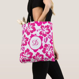 Bolso De Tela flor de hibiscus tropical hawaii floral rosa