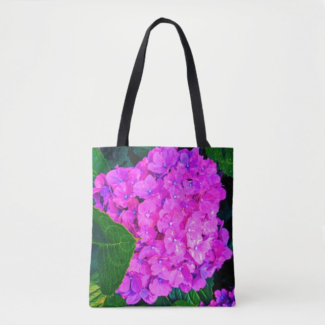 Bolso De Tela Flor de hidrangea rosada saturada (Anverso)