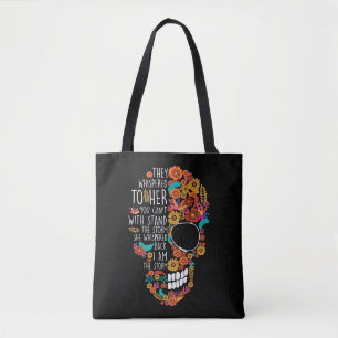 Bolso De Tela Flor de hippie, azúcar de cráneo