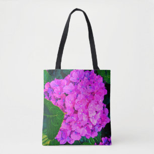 Bolso De Tela Flor de Hortensia Rosa Sobre Saturada