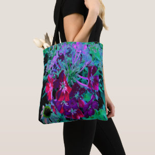 Bolso De Tela Flor de jardín rosada, púrpura y rosada