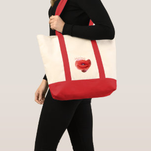 Bolso De Tela Flor de la amapola. Texto divertido