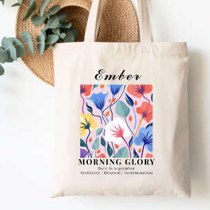 Bolso De Tela Flor de la mañana de gloria retro del mes de nacim