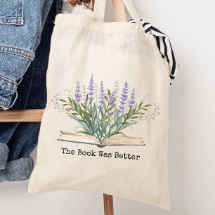 Bolso De Tela Flor de lavanda crece desde la cita de lectura del